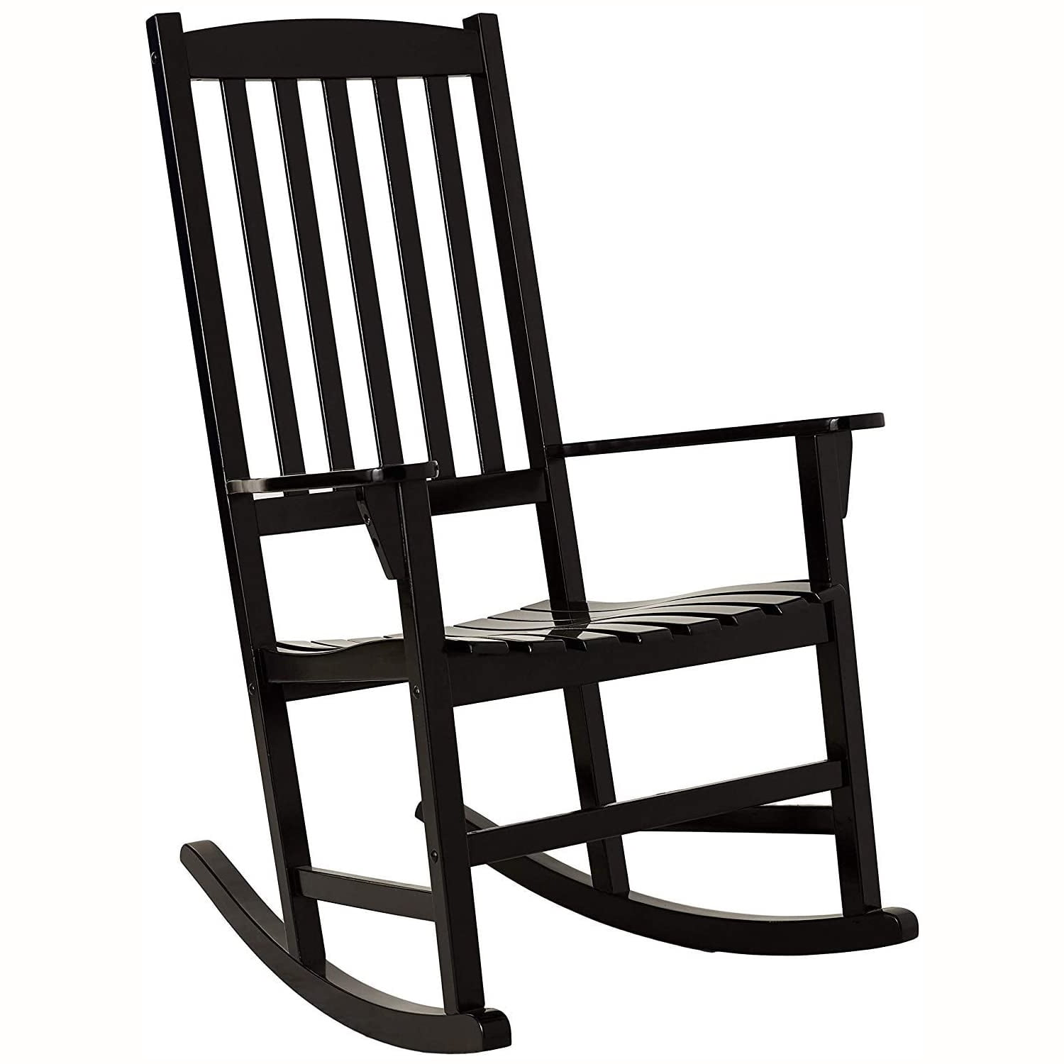 Monstay Outdoor Wooden Porch Rocking Chair, Black Color, Weather Resistant Finish