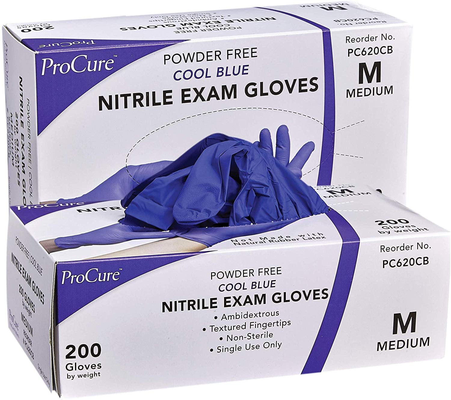 ProCure Disposable Nitrile Gloves - 400 Count, Medium Cool Blue