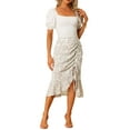 thumbnail image 1 of Falda Floral INSPIRE CHIC para Mujer, Falda Midi Asimétrica con Volantes y Cintura Ajustable, Color Blanco, Talla L, 1 of 6