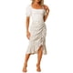 thumbnail image 1 of Falda Floral INSPIRE CHIC para Mujer, Falda Midi Asimétrica con Volantes y Cuerda Lateral, Blanca S, 1 of 6