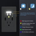 thumbnail image 3 of GREENCYCLE 4PK White Dual USB 4.2A Port Electric Wall Charger Power Outlet Panel Plate Dock Station Socket Adapter with LED Nightlight, 3 of 10