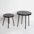 thumbnail image 4 of 2-Pack Solar Powered Side Table with LED Light, Outdoor Indoor Nesting Round End Table Set, Space Saving Metal Patio Furniture for Garden Deck Balcony Porch, Black, 4 of 6