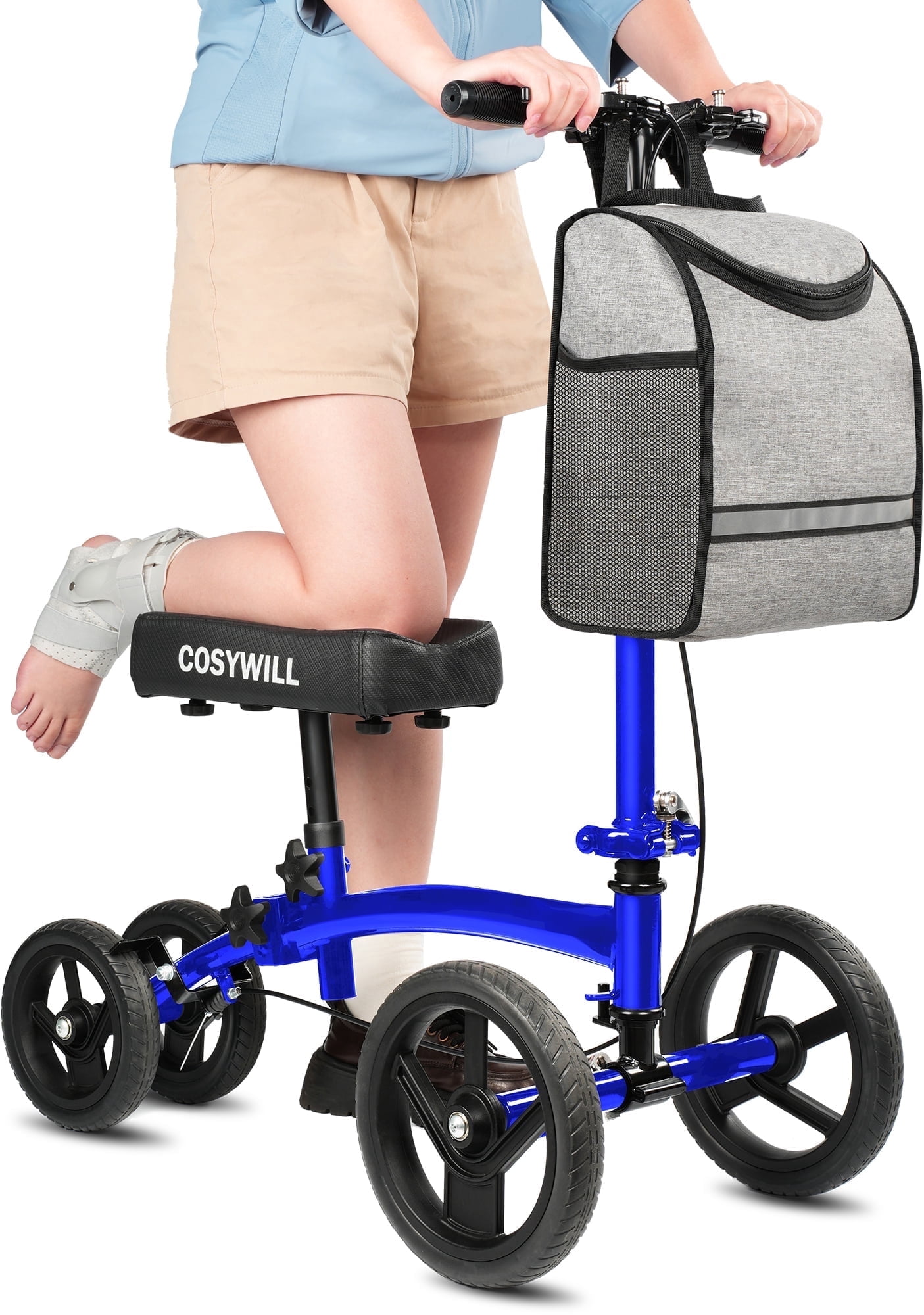 COSYWILL Steerable Knee Scooter,Economy Knee Walker,All Terrain Foldable Medical Scooter for Foot Injuries Crutches Alternative,Blue