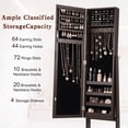 thumbnail image 5 of LIVIZA Mirrored Standing Jewelry Armoire Cabinet with Hooks & Storage Shelves, Full-Length Mirror Jewelry Organizer,Rustic Brown, 5 of 8