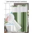 thumbnail image 4 of No Hook Cloth Fabric Shower Curtain with Snap in Liner, Forest Green Ombre Stripe Waterproof Shower Curtains Set with See Through Top Window, Farmhouse Simple Striped Bath Curtains Shower 72"x96", 4 of 6