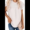 thumbnail image 1 of Blusa Informal de Corta con Cuello Redondo, Encaje, Crochet y Pompones para Mujer, Color , Talla XL, 1 of 7