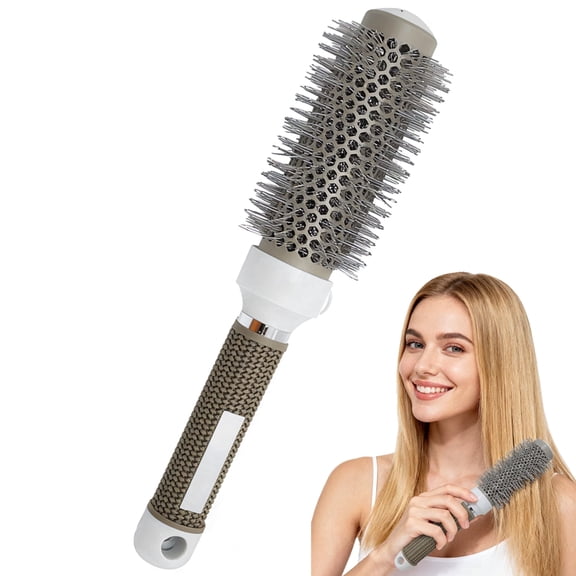 Round Barrel Hair Brush with Nylon Bristles, Vented Styling Brush for Blow Drying, Detangling and Volume, Suitable for Curly, Wavy and Straight Hair