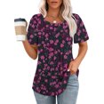 thumbnail image 4 of Camisetas de Manga Corta de Verano para las Mujeres Impresas con Cuello Redondo, Poliéster Ligero Top de Verano Casual, 4 of 5
