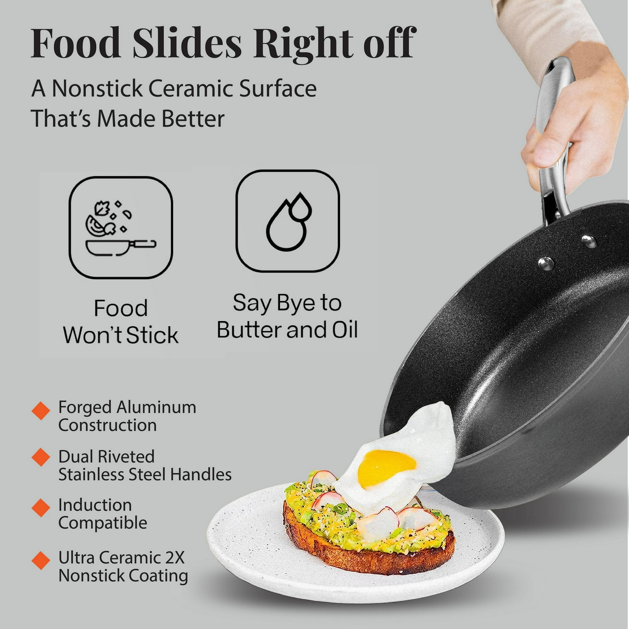 Gotham Steel Hammered 11 Inch Non Stick Frying Pans with Lid, 4 Qt Saute Pan, Large Frying Pans Nonstick with Lid, Ceramic Frying Pan Nonstick, Induction Pan, Oven/Dishwasher Safe – Black