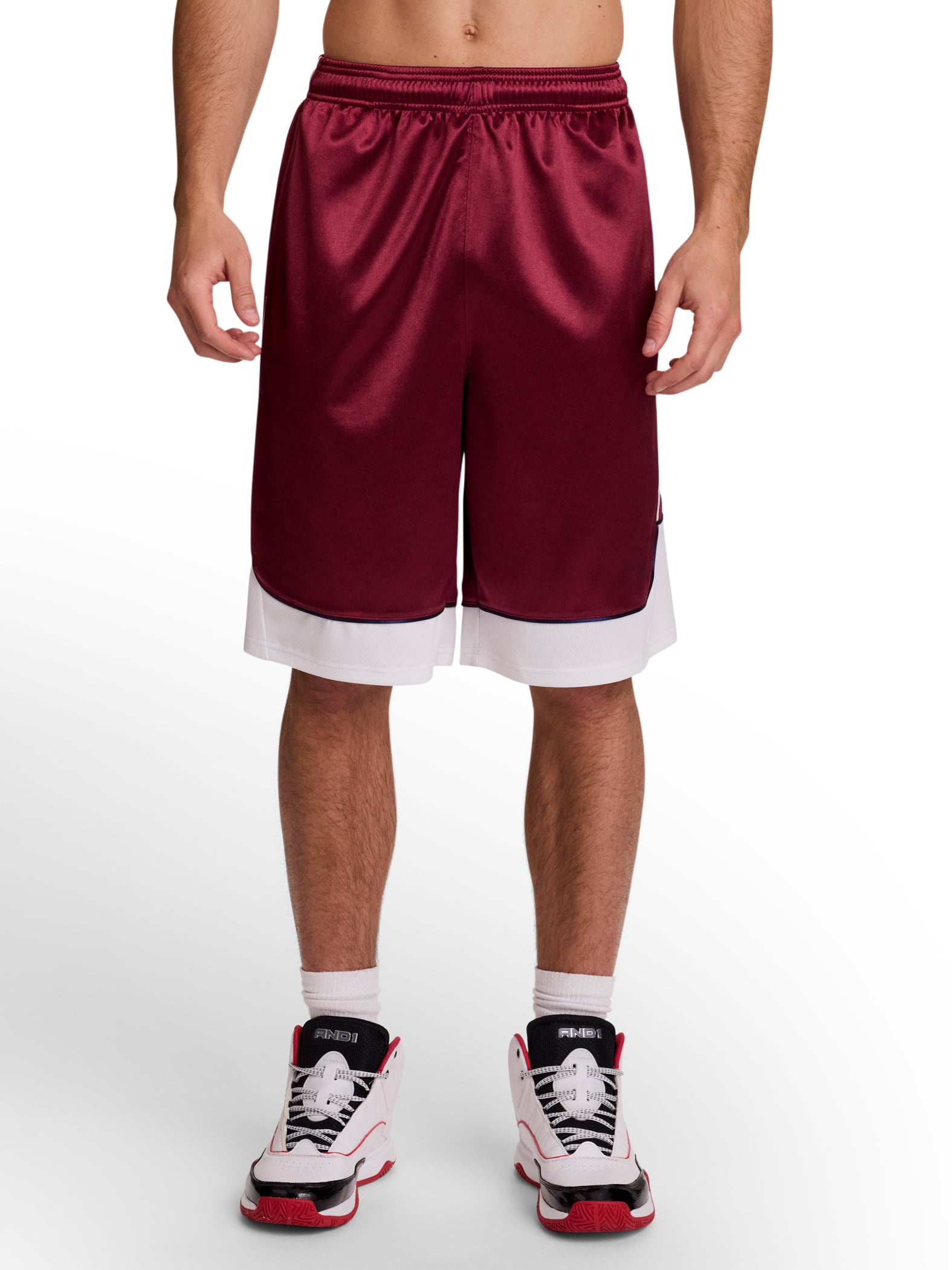 AND1 Men's and Big Men's All Court Colorblock Short, 11" inseam, up to Size 5XL
