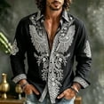 thumbnail image 2 of Men Floral Print Button up Shirts Casual Long Sleeve Slim Fit Blouse with Pocket Lightweight Bohemian Clothes, 2 of 5