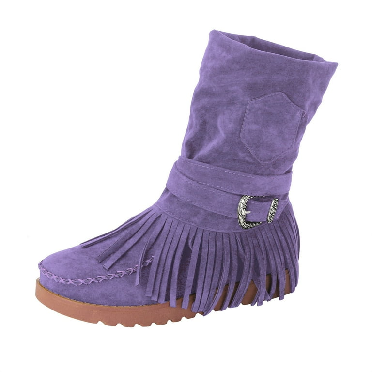 Flat fringe boots discount