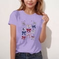 thumbnail image 4 of Freshbabe Kids Girls 4Th Of July Coquette Bows Print Short Sleeve Crew Neck T-Shirt, Red White Blue Bow Casual Summer Top For Independence Day，Size3-15, 4 of 6