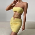 thumbnail image 2 of Summer New Sexy Strap Camisole Two-Piece Dress Women's Tie Pleated Bodycon Dress, 2 of 8