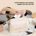 thumbnail image 5 of MERILER Large Capacity Double Layer Leather Travel Cosmetic Bag for Women with Multifunctional Storage, 5 of 7
