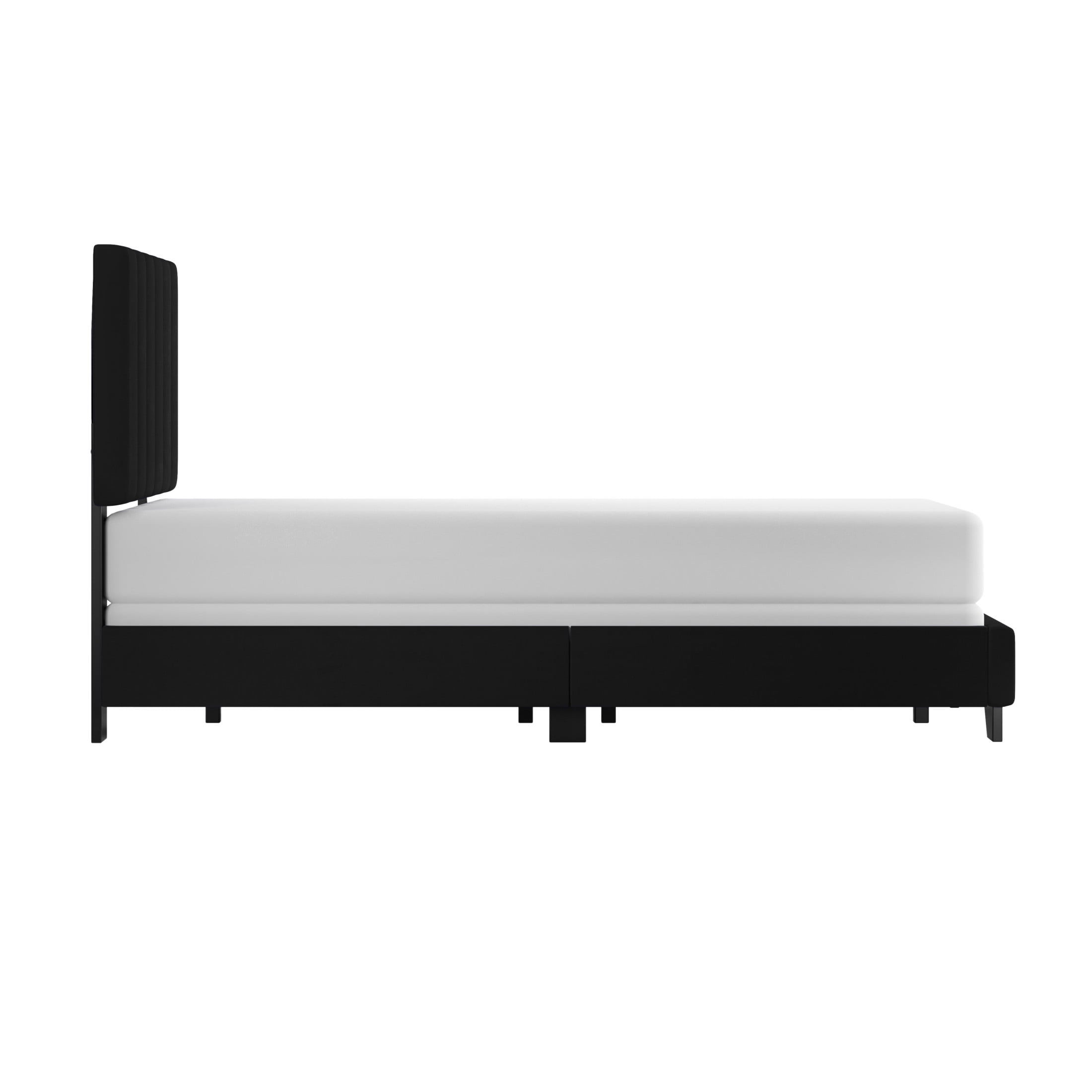Reece Channel Stitched Upholstered Twin Bed, Black, by Hillsdale Living Essentials