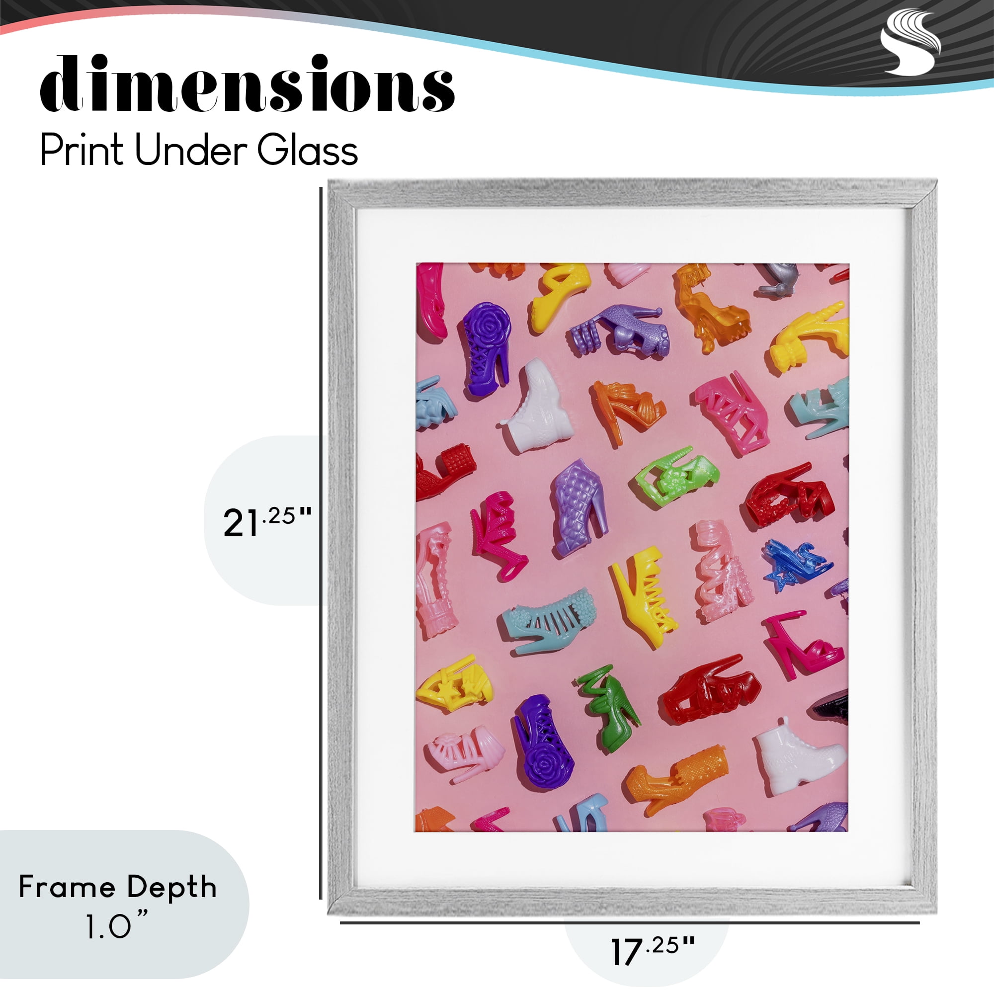 Stupell Industries Tiny Colorful Doll Shoes Gray Framed Print Under Glass, design by LISH Creative