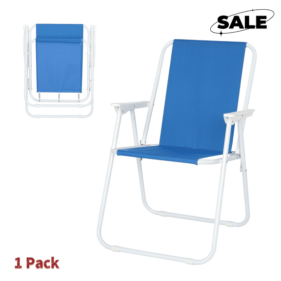 GZXS Folding Beach Chair for Adults, Lightweight Camping Chair with Metal Frame for Outdoor, Hiking, Picnic, BBQ, Supports 220 lbs Capacity, Blue
