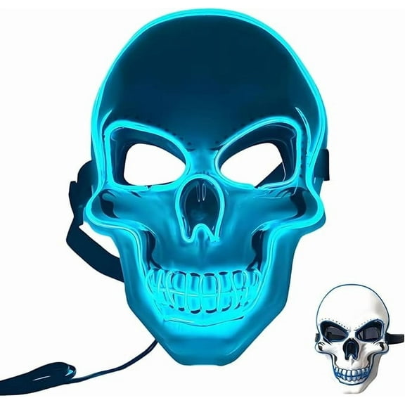 Coollooc Halloween LED Skull Mask, Horror Screm Scary Mask with Light, Masque for Creepy Party Masquerade, LED Face Mask for Men Women Halloween Festival Party(G)