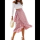 thumbnail image 1 of Falda Midi con Abertura y Volantes en el Bajo, con Nudo y Estampado Floral Bohemio para Mujer Rosa XL, 1 of 10