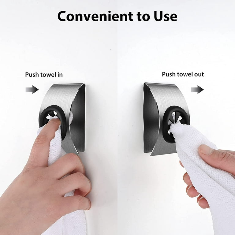 Kitchen Towel Hooks Self Adhesive Push Dish Towel Holder Wall