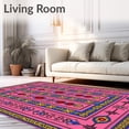 thumbnail image 2 of ODIKA 4'x6' Machine Washable Non-Slip Area Rug, Decorative Latch Kit Stained Glass Cathedral Window Needlecraft Project High Traffic Rug, Pink, 643968, 2 of 7