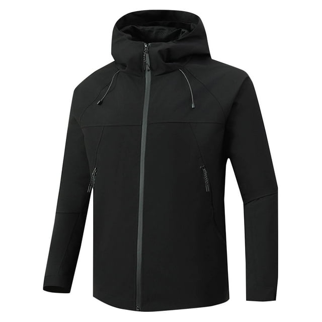 Fengqque Veste Coquille Souple Homme Doublée Polaire Imperméable Légère Randonnée Extérieure à Capuche Veste d'Hiver Noire 4(S)
