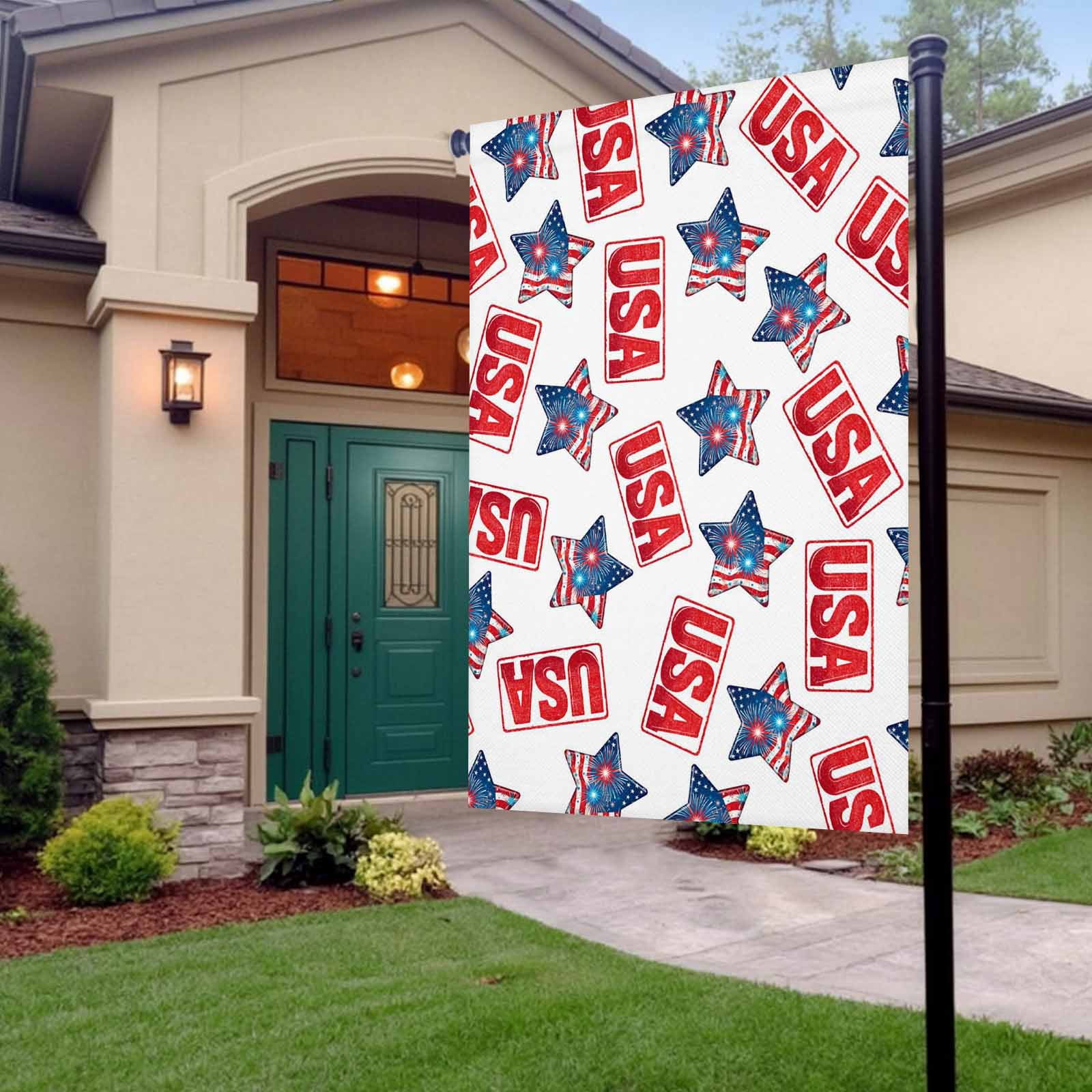 4th of July Garden Flags USA Flag Garden Flag Double Sided Welcome Flag Patriotic Star Stripes Fireworks Independence Day Yard Flags for Outdoor Lawn Porch Memorial Day Holiday Decor 28x40 Inch