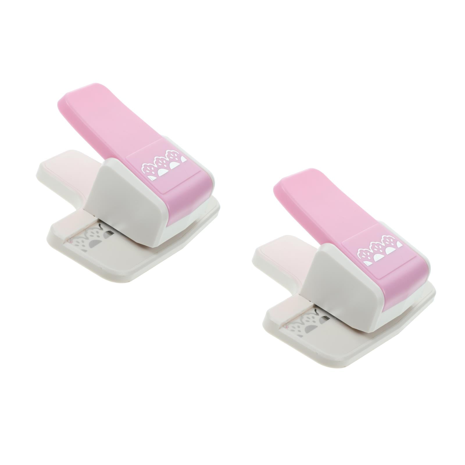 SKISUNO DIY Scrapbooking Punch Pink Plastic and Stainless Steel for Creative Use 2Pcs