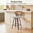 thumbnail image 2 of LEGAHOME Swivel Bar Stools Set of 2, 26” Upholstered Counter Height Bar Stools with Cane Rattan Back and Wood Legs, Mid-Century Modern Barstools for Kitchen Island, 300 lbs, Walnut + Beige, 2 of 9