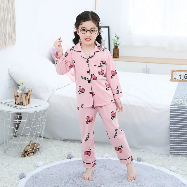 Conjunto de pijamas de algodón para niña, ropa de dormir con estampado de flores, para fiesta, regalo de Navidad, Otoño e Invierno