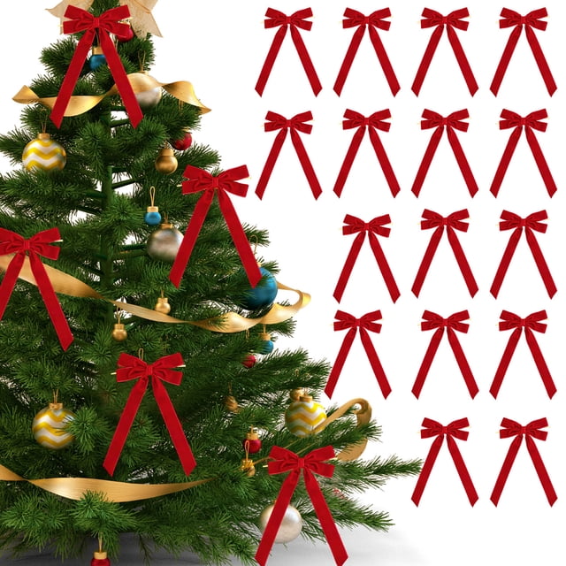Zenithome 12-Pack Velvet Christmas Bows for Tree Wreath Gift Wrapping Craft Wedding Party Decorations, Reusable Holiday Home Decor
