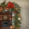 thumbnail image 3 of National Tree Company Pre-Lit Artificial Christmas Garland, Green, Decorated Ornament,  Red and White Ball Ornaments, Poinsettia Flowers, Red Bow, Gold Glitter, 6 Feet, 3 of 4