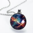 thumbnail image 2 of Galactic Planet Glass Circular Pendant Necklace - Stylish Jewelry Statement Piece, 2 of 5