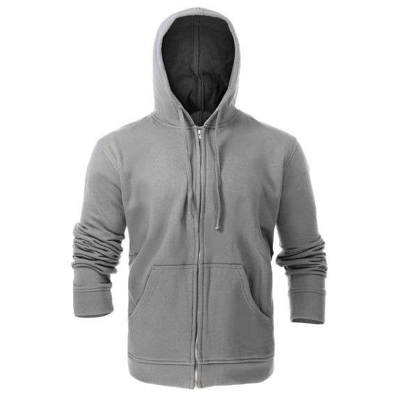Flame Resistant Fleece Hoodies Zip-up Sweater - 100%C - 12 oz - Light Gray Color - Size: 2XL