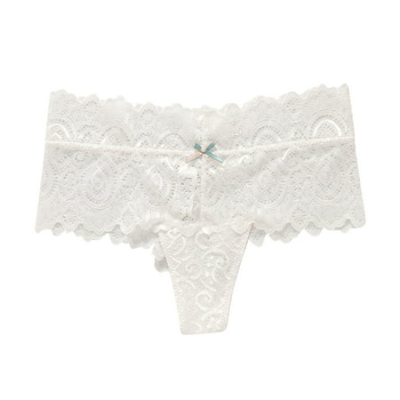 Yuhangmm Women s Panties Women s Sexy Underpants Medium Waist High End Lace Pants Briefs Flat Angle Sheer Shorts