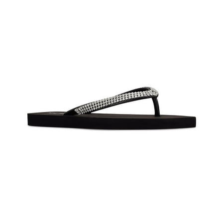Nine West FLIPS8 Black Slip-on Imported Flat Flips Thong Sandals (9.5, Black)