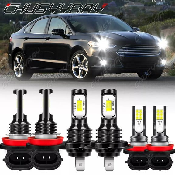 For Ford Fusion 2011 2012 2013 2014 2015 2016 LED Headlight Hi-Lo Beam Fog Light Bulbs Kit 6000K White 6x