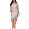XSCAPE Plus Size Floral Lace Cap-Sleeve Sheath Dress