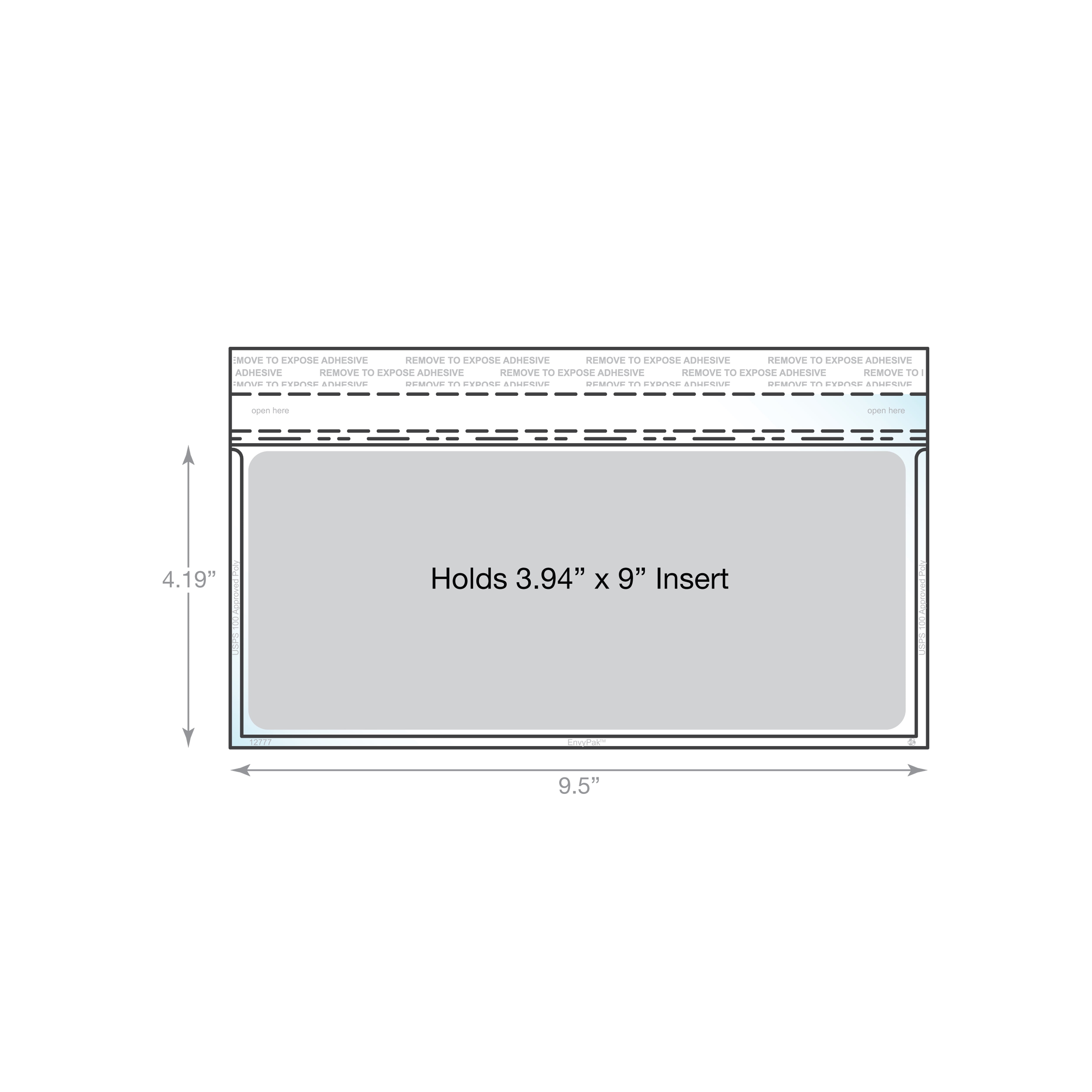 EnvyPak Clear #10 Envelope Holds Folded Letter and Flyers - Permanent Peel and Seal Closure - Insert Size 3.94" x 9" - Box of 1200