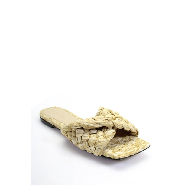 Bottega Veneta Bottega Veneta Womens Stretch Raffia Slide On Flat Sandals Macadamia Size 38 Ita Walmart Com Walmart Com