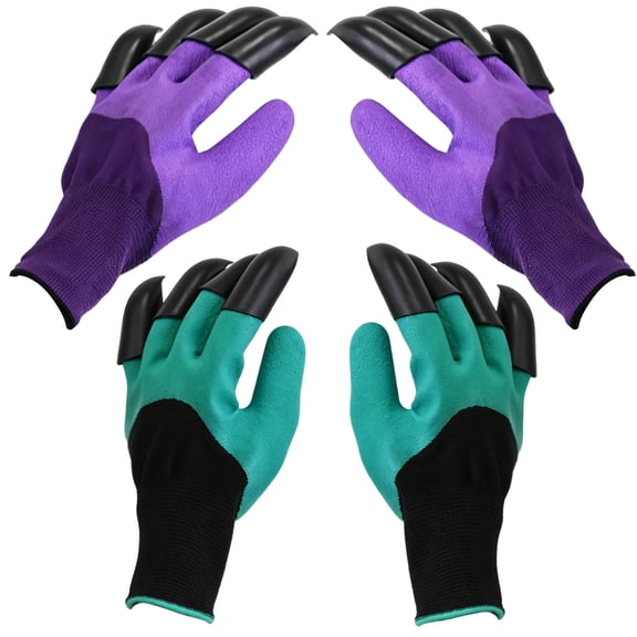 2 Pairs Latex Anti-Slip Work Gloves with Detachable Claws, Reusable Garden & Labor Gloves