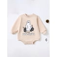thumbnail image 2 of FEORJGP Little Baby Girls One-piece Rompers Sweatshirts 0 3M 6M 12M 18M Toddler Long Sleeve Jumpsuits Crew Neck Letters Ghost Print Bodysuits Crew Necl Fashion Casual Comfy Halloween Costume, 2 of 8