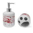 thumbnail image 2 of Ambesonne Flamingo Soap Dispenser & Toothbrush Holder Set, Lovers Kissing, 2 Pcs, Dark Coral White, 2 of 6