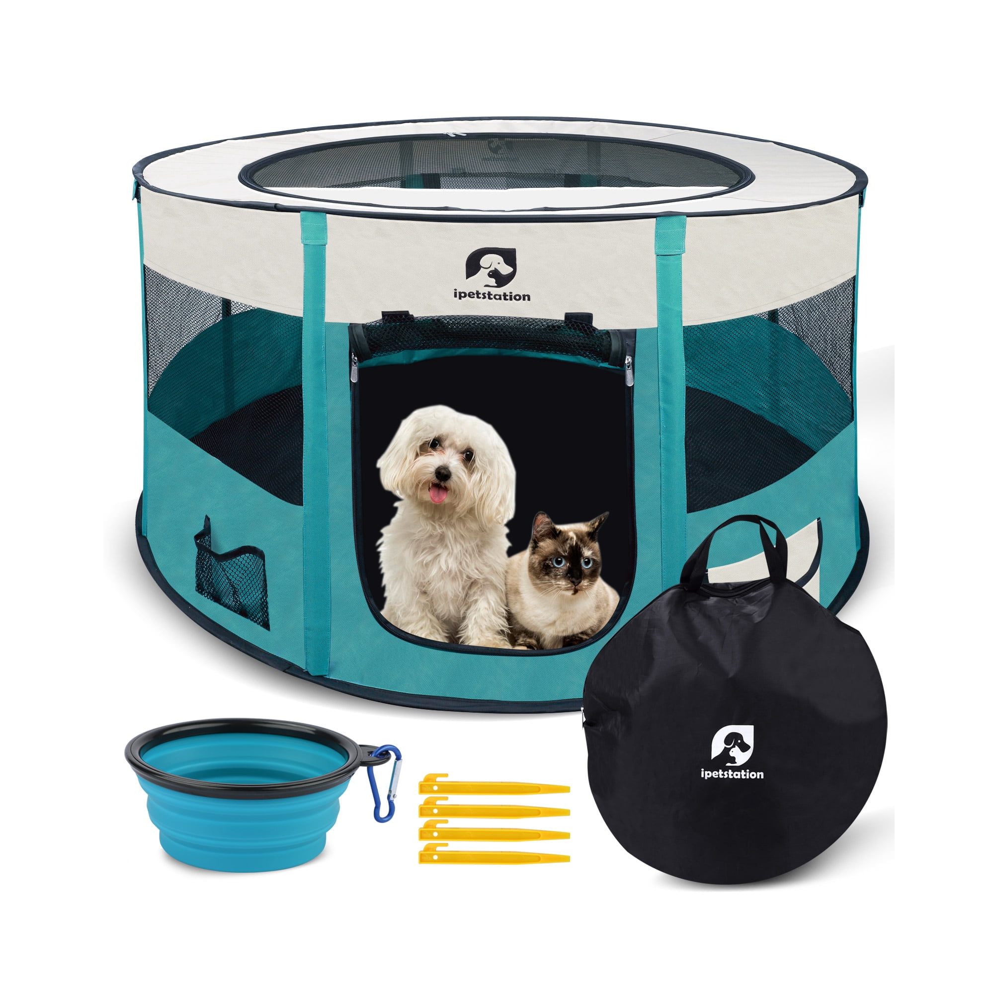 LAKWAR Large Pet Playpen for Dogs & Cats, 36"/90CM Diameter 24"/60cm