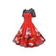 thumbnail image 2 of LilyLLL Womens Christmas Party Costume Lace Stiching Short Sleeve Skater Dress, 2 of 4