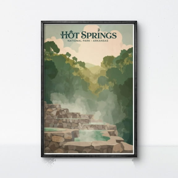 Kna Prints - 1 Pc Poster Hot Springs National Park Poster Arkansas Wall Art Thermal Springs Print Vintage Travel Poster Spa Art Nature Landscape Decor, UNFRAMED-8x12