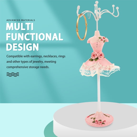 SEWCHICS Pink Jewelry Mannequin Display Stand Resin Organizer for Earrings Necklaces Rings Storage 12.5 Inches