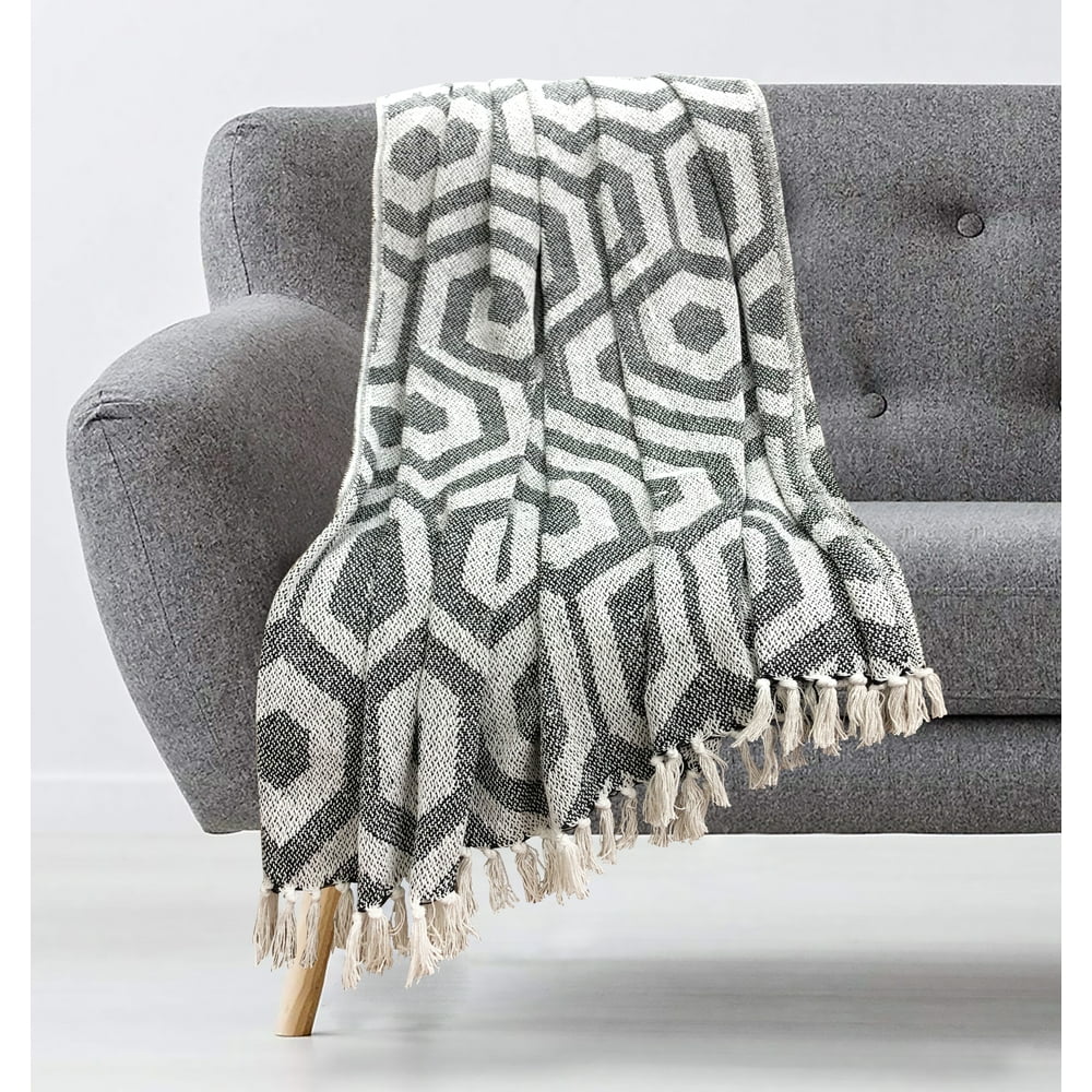 Marley Diamond Black Cotton Throw 50x60