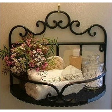 Garden Style Wrought Iron Bathroom Shelves Storage Rack Wall Mounted Garden Style Wrought Iron Bathroom Shelves Storage Rack Wall Mounted